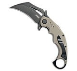 Image of Kubey Knives Wrath Liner Lock Karambit Knife Tan G-10 2.7 Black SW C8F35B5F