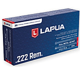 Lapua .222 Remington 55 Grain Full Metal Jacket (FMJ) Brass Cased Centerfire Rifle Ammunition