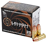 Lehigh Defense 9mm 115 Grain Maximum Expansion Brass Pistol Ammo, 20 Rounds, LA9-115-ME