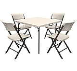 Lifetime Products Light Commercial 37in Fold-In-Half Table and 4 Chairs Set, Almond, Large, 81324
