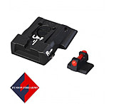 LPA SPS Fully Adjustable Black Serrated Rear Red Fiber Optic Front Sight Set For S&amp;W Military and Police M&amp;P, Black, SPS02SW6F