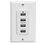 Image of Magnadyne Wc-Usb-W Wall Mount USB Charger With 4 Ports And Wallplate