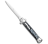 Image of Mago 11 Italian Stiletto OTF Automatic Knife Black Smoke Abyss 4.9 Satin Bayo D9AC834B