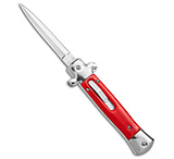 Image of Mago 9 Italian Stiletto Dagger OTF Automatic Knife Red/Silver 4.9 Satin w/o Clip A1B985A6