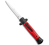 Image of Mago 9 Italian Stiletto OTF Automatic Knife Red Bayonet 3.75 Satin AD926D7A