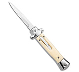 Image of Mago 9 Italian Stiletto OTF Auto Knife Sim Ivory 3.9 Satin Bayo w/o Clip AD227B53