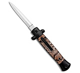 Image of Mago 9 Italian Stiletto OTF Automatic Knife Black Diamondback 3.8 Satin 6A13D58C