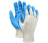 Image of MCR Safety 10 Gauge Natural Cotton Polyester Work Gloves w/Blue Latex Coated Palm &amp; Fingertips