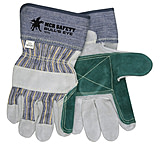 Image of MCR Safety Bulls Eye 'A' Side Split Leather Double Palm Work Gloves, 2.75in Rubberized Safety Cuff, Sewn with DuPont Kevlar