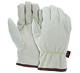 Image of MCR Safety Leather Driver Work Gloves, Beige Synthetic Leather with Grain Cowskin Texture, Fleece Lined and Keystone Thumb