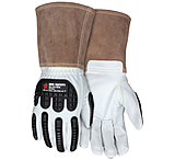 Image of MCR Safety Leather Welding Work Gloves, Premium Grain Goatskin Leather, 5in Split Cowskin Cuff, Kevlar Lined