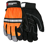 Image of MCR Safety Mechanics Gloves, Reinforced Double Palm, Hi-Vis Back, Reflective Knuckle Strip and Fingertips