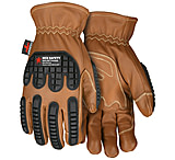 Image of MCR Safety Mustang Utility Leather Drivers Work Gloves, Grain Goat Double Palm, Lined and Sewn with DuPont Kevlar, ANSI Impact Level 1 Back of Hand Protection