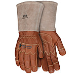 Image of MCR Safety Mustang Utility Leather Work Gloves, Grain Goatskin, Double Palm, Sewn with DuPont Kevlar, 5in Split Leather Bell Cuff and Wing Thumb