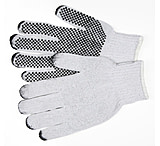 Image of MCR Safety String Knit Work Gloves, 7 Gauge Regular Weight String Knit, 70% Cotton 30% Polyester Fabric, PVC Dotted One Side, PVC on Fingertips