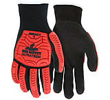 Image of MCR Safety UltraTech Mechanics Gloves, Sandy Nitrile Foam Palm Fingertips, TPR Back of Hand Protection, 13 Gauge Nylon Shell