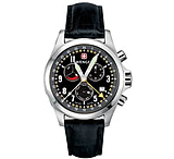 Image of Wenger Terragraph Dual Mens Black Dial w/ Black Leather Strap