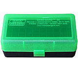 MTM Case-Gard 50 Flip Top Rifle Ammo Box For WSSM And .500 S&amp;W Mech Hinge, Clear Green/Black, RSLD-50-16T