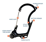 Image of My Medic Firebiner Survival EDC Carabiner Blue 5.75x3x0.25 inch Firestarters