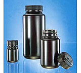 Image of Nalge Nunc Laboratory Bottles, Amber, High-Density Polyethylene, Wide Mouth, NALGENE 2106-0001, Pack of 12