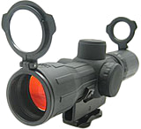 Image of NcSTAR Illuminated Compact Rifle Scope - 4x30E Ill. Red / Green / Rubber AR Scope / Ruby / Rings SEECRAQ430R Rifle Scope