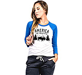 Image of Nine Line WOMEN'S AMERICA THE BEAUTIFUL BASEBALL TEE - WHITE/BLUE SLEEVES, MEDIUM 60EB714D