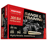 Image of Norma Range &amp; Training .300 AAC Blackout 220 Grain FMJ Brass Cased Rifle Ammunition