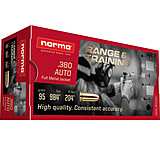 Norma Range Training FMJ .380 ACP 73 Grain Full Metal Jacket Brass Cased Centerfire Pistol Ammunition
