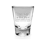 Image of Old Southern Brass Trump Won Saving America Again Laser Engraved Commemorative Shot Glass