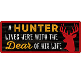 Image of Open Road Brands Die Cut Emb Tin Sign A Hunter Lives Here