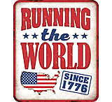 Image of Open Road Brands Die Cut Emb Tin Sign Running The World