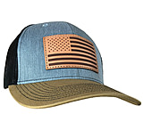 Image of Outdoor Cap Trucker Hat w/USA Flag Leather Patch
