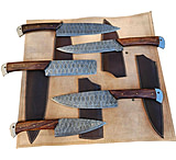 Image of Paladin Damascus Fixed Balde Chef Set w/Leather Case, 5 Pieces