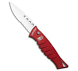 Image of Piranha Knives Piranha Amazon Automatic Knife Red 3.45 Mirror Serr C0034C02