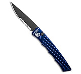 Image of Piranha Knives Piranha Crossfire Automatic Knife Blue Aluminum 3.1 Black Serrated P-23BTS 86361B07