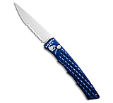 Image of Piranha Knives Piranha Crossfire Automatic Knife Blue Aluminum 3.1 Mirror Serrated P-23BS 8C96953B