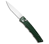 Image of Piranha Knives Piranha Crossfire Automatic Knife Green Aluminum 3.1 Mirror Serrated P-23GS 3E6C0EE0