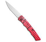 Image of Piranha Knives Piranha Crossfire Automatic Knife Pink Aluminum 3.1 Mirror Serrated P-23PKS 4C94226D