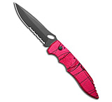 Image of Piranha Knives Piranha Mini Predator Tactical Automatic Knife Pink Aluminum 3.5 Black Serr 15395D22