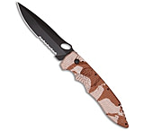 Image of Piranha Knives Piranha Predator Desert Camo Tactical Automatic Knife 4.1 Black Serr 5A30250F