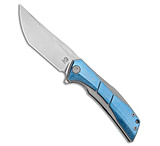 Image of Poikilo Blade Anolis Frame Lock Knife Blue Crystal Ti 3.7 Pearlescent SW D7E5B12B