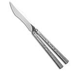 Image of Poikilo Blade PM3 Butterfly Knife White Crystalized Ti 4.5 Mirror Polish A157CD6C