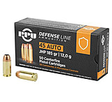 PPU Defense .45 ACP 185 Grain Jacketed Hollow Point Brass Cased Pistol Ammunition