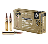 Image of PPU Match .308 Winchester 155 Grain Hollow Point Boat Tail Brass Cased Rifle Ammunition