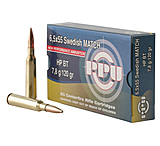 PPU Match 6.5x55mm Swedish 120 Grain Hollow Point Boat Tail Brass Cased Rifle Ammunition