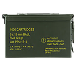 PPU PPN9MC Mil-Spec 9mm Luger 115 Gr Full Metal Jacket (FMJ) 1000 Bx/ 1 Cs