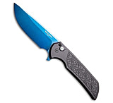 Image of Pro-Tech Knives Pro-Tech Mordax Button Lock Knife NEXUS Black Al 3.5 Sapphire Blue MagnaCut 0433EDA1