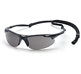 Image of Pyramex Avante Safety Eye Wear with Black Frame and Gray Lens with Cord