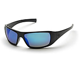 Image of Pyramex Goliath Safety Eye Wear - Black Frame and Ice Blue Mirror Lens