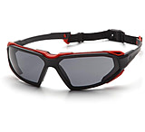 Image of Pyramex Highlander Safety Glasses - Gray Anti-Fog Lens, Black-Red Frame